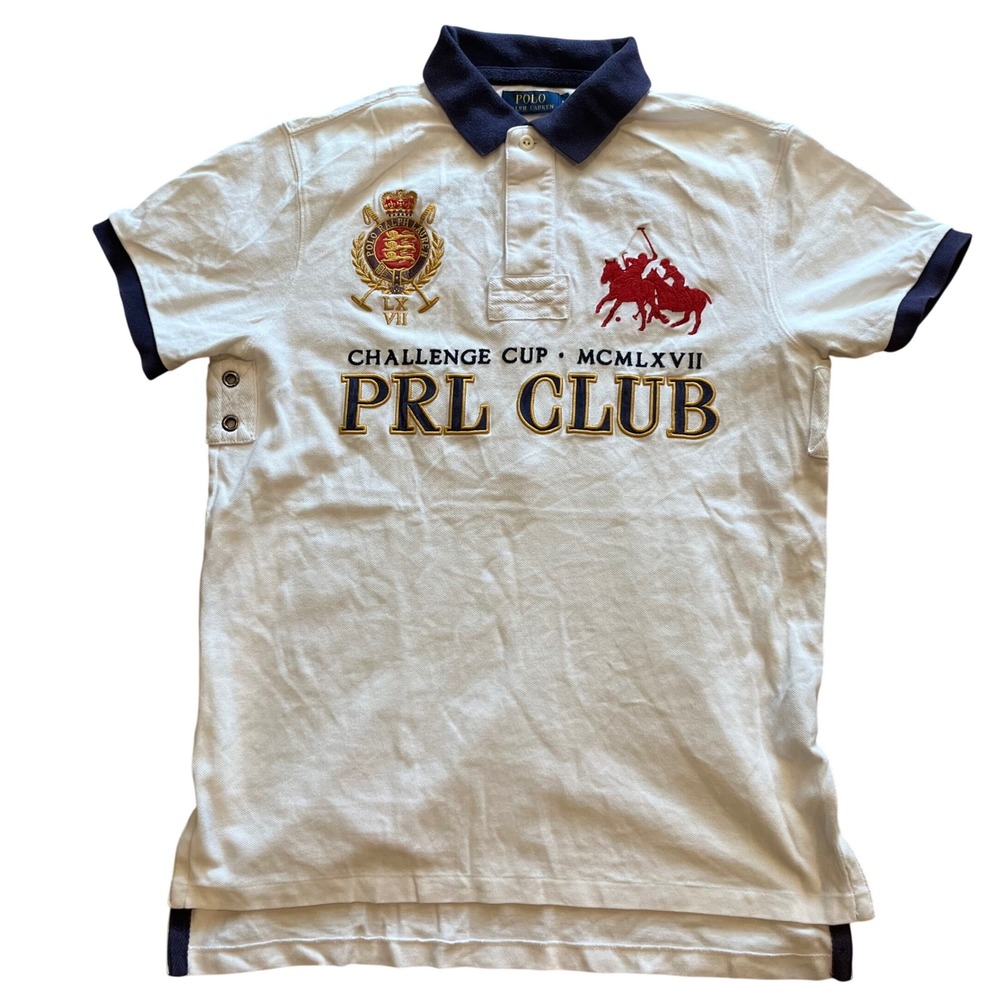 Polo Ralph Lauren Challenge Cup PRL Club Custom Fit Polo Shirt White Mens M
